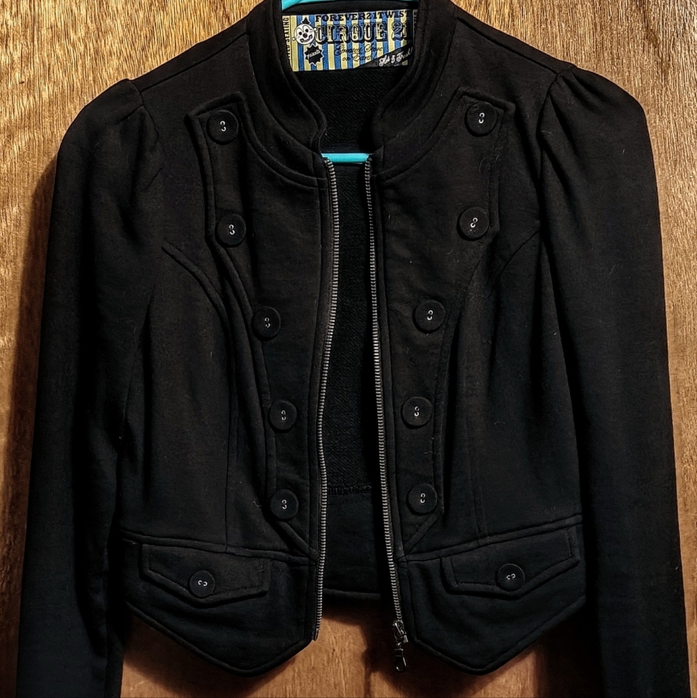 Vintage Circus Ringmaster Forever 21 S Black Military-Inspired Crop Jacket